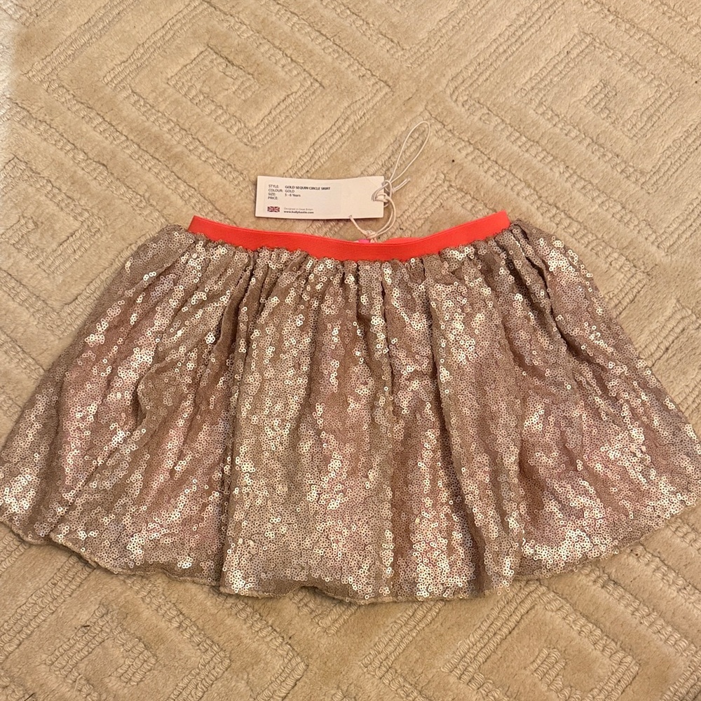 Sparkling Sequin Skirt with Red Waistband